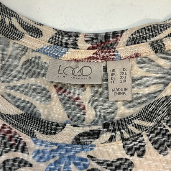 LOGO By Lori Goldstein 1X Ivory Multicolor Floral Midi Dress Modest Boho Relaxed - Picture 4 of 6